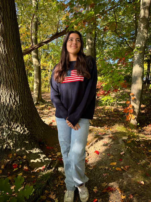 Navy American Flag Sweater